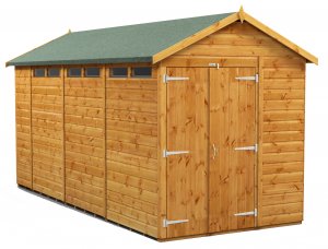 Power 14x6 Apex Secure Garden Shed - Double Door